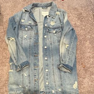 Sky and Sparrow Light Blue Distressed Jean Jacket